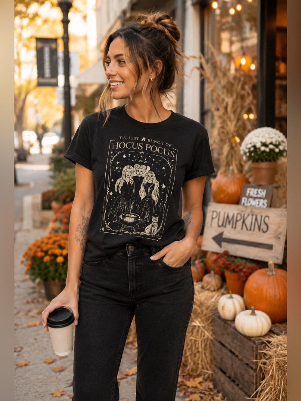 Disney Hocus Pocus Bunch of Hocus Pocus Halloween Tee Cat Cauldron XL